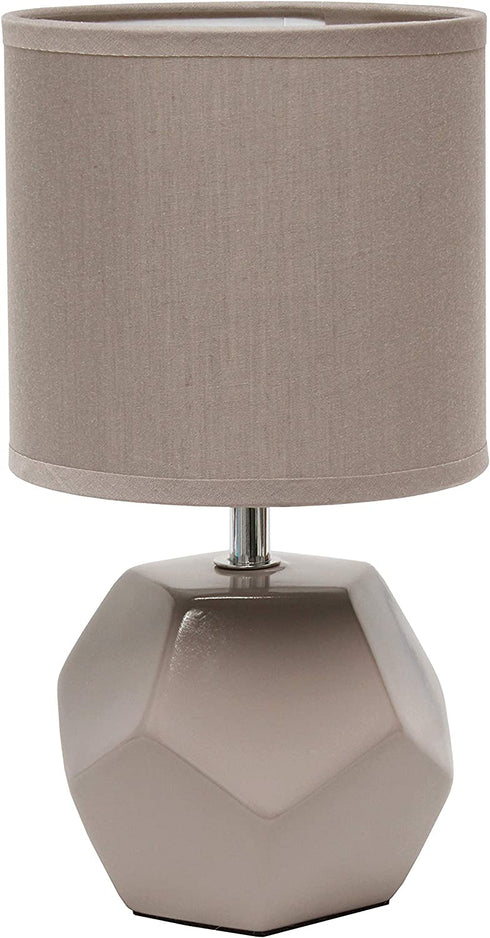 Simple Designs Round Prism Mini Table Lamp with Matching Fabric Shade