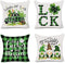 Hexagram St Patricks Day Pillow Covers 18 x 18, Green Buffalo Plaid Truck Shamrock Throw Pillow Covers Set of 4, Patricks Decorations Linen Pillow Covers for Living Room Couch Patio Indoor Outdoor