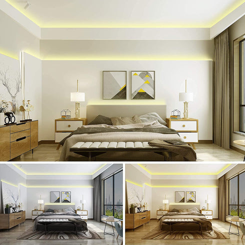 16.4FT Tunable White Strip Light 2700K-6000K Dimmable cuttable 5050LED Chip with IR Remote Daylight, Warm White for Bed Room, Living Room, Kitchen, Under Cabinet, Home
