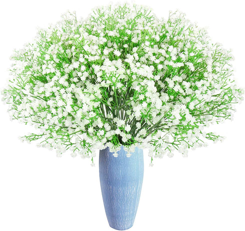 Artificial Baby Breath Gypsophila Flowers Bouquets 15 pcs Real Touch Flowers for Wedding Party DIY Wreath Floral Arrangement Home Decoration (White)