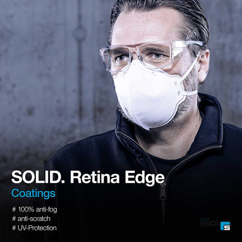 Solid. Safety Glasses For Men & Women w/ Side Extensions | Protective Eyewear Safety Goggles w/ Clear, Eye Protection Lens