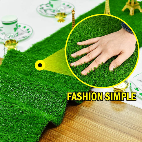 COYMOS Faux Grass Table Runner for Table Decoration Grass Rug Spring Summer Party Decor, 14 Inch x 72 Inch