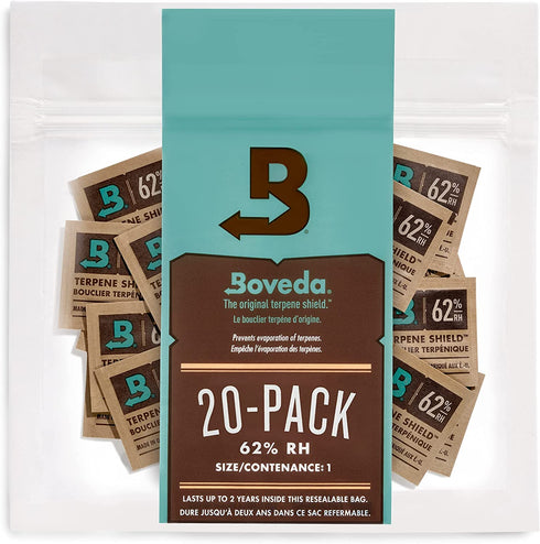 Boveda 62% Storage Humidifier Packets - 2 Way Humidity Control Packs- Size 1-20 Count Resealable Bag - Storage Container Accessories - Bulk Humidity Packs - Relative Humidity Packs - Packet