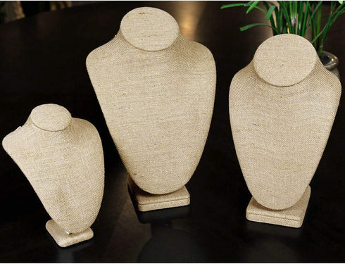 Ikee Design Linen Necklace Chain Jewelry Bust Display Holder Stand, Necklaces Display necklace mannequin, Necklace Bust, Jewelry Bust Stand, 6 3/8"W x 4 1/2"D x 10 1/4"H