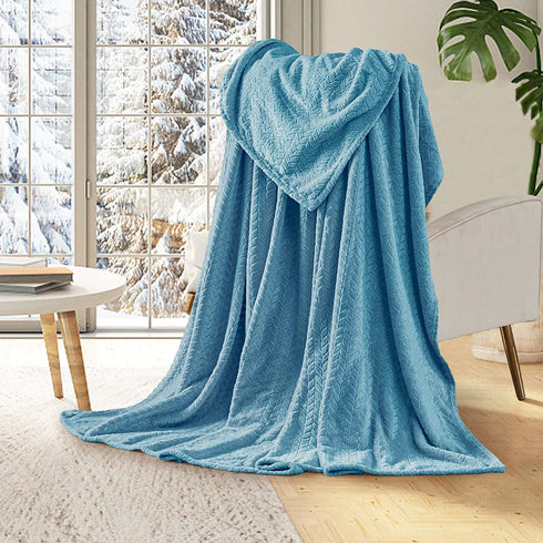 Inhand Fleece Throw Blankets, Super Soft Flannel Cozy Blankets for Adults, Washable Lightweight Fuzzy Blanket for Couch Sofa Bed Office, Throw Size Warm Plush Blankets for All Season (50"—60", Blue)