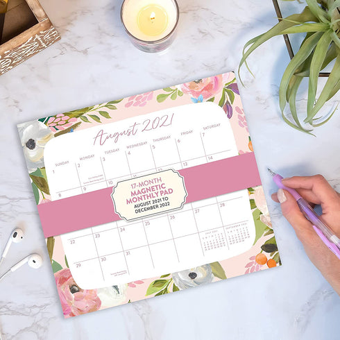 2022 Calendar, Monthly Planner Desk Pad and Magnetic Calendar for Fridge, Tear Away Desk Calendar, Bella Flora