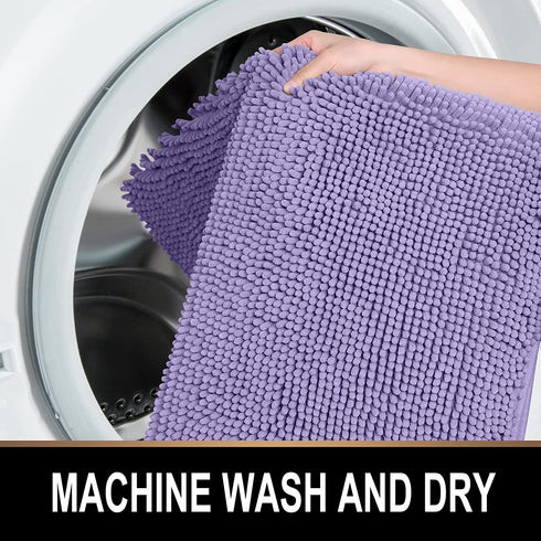 MAYSHINE Soft Plush Microfiber Bathroom Rug, Absorbent Machine Washable Chenille Bath Mat | Non-Slip Quick Dry Shag Carpet, Great for Bath, Shower, Bedroom, or Door Mat (Lavender, 17x24)