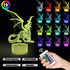 Lampeez Kids 3D Dragon Night Light Optical Illusion Lamp with 16 Colors Remote Control Changing Birthday Xmas Valentine's Day Gift Idea for Boys and Girls