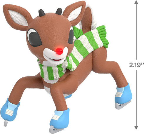 Hallmark Keepsake Christmas Ornament 2020, Rudolph the Red-Nosed Reindeer Slippery Skating, Light-Up