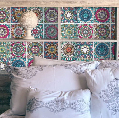 Mandala Decorative Tile Stickers Set 12 Units 6x6 inches. Peel & Stick Adhesive Tile Stickers. Home Decor. Staircase. Furniture Decor. Backsplash Tile Stickers.