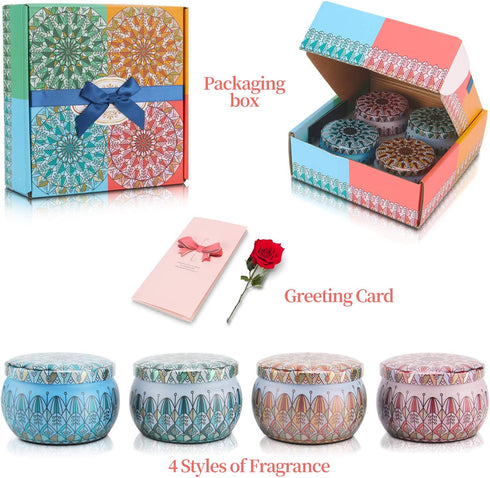 HomeBelle Scented Candles Gift Set for Women, Aromatherapy Candles for Home Scented, 4.4oz Soy Wax Jar Candle for Thanksgiving Day Birthday Valentines Mother's Day Christmas Gifts,Stress Relief 4 Pack