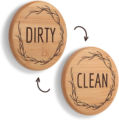 TEYGA Dishwasher Magnet Clean Dirty Sign - New Round Design, Bamboo, Kitchen Dishwasher Magnet Clean Dirty Sign, Available in 5 Colors A Clean Dishes Dirty Dishes Indicator