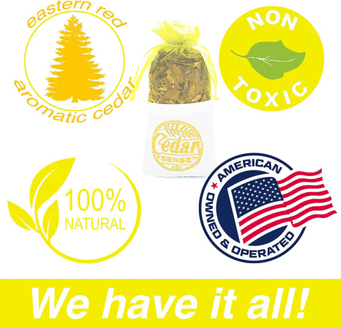 Cedar Sense Lemon Essential Cedar Sachets 8 Pack Essential Oil Infused Cedar Chips Car Air Freshener Closet Freshener Potpourri Bags Air Fresheners Sachets for Drawers and Closets