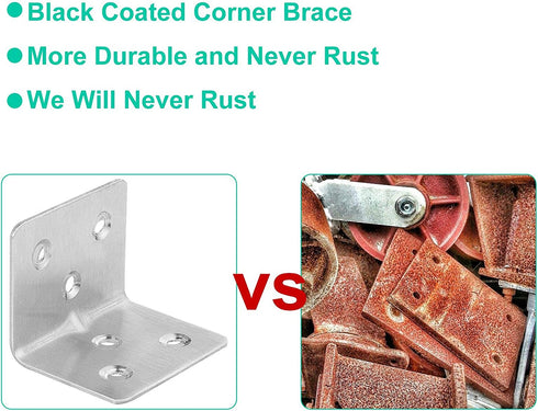 64Pcs Stainless Steel Corner Brace, 1.5x1.2 Small Corner Brackets, Heavy Duty 90 Degree Internal Angle Brackets, L Shape Brackets Joint Fastener for Wood Furniture Board Window Cabinet Table
