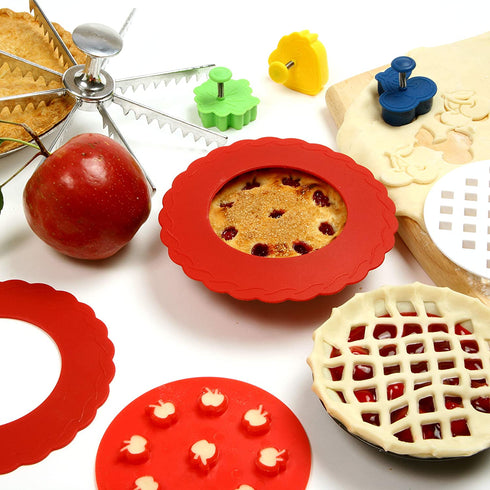 Norpro Silicone Mini Pie Pan Shields, Set of 4, 6 inch, Red