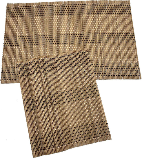 ANDSTAR Set of 8 Pcs Bamboo Placemats Natural Anti-Slip Bamboo Placemats Washable Heat-Resistant Table Mats for Dining Room and Kitchen (Brown+White+Black)