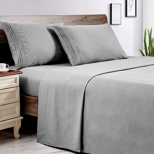 Love's cabin Twin Sheets Sets Grey, Luxury Brushed Microfiber 1800 TC Bed Sheets with 15 inch Deep Pockets, Wrinkle & Fade Resistant 3 Piece Hotel Sheets (1 Flat Sheet,1 Fitted Sheet,1 Pillow case)