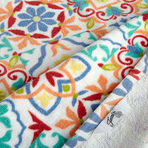 Fiesta Worn Tiles Kitchen Towel Set, 16"x28", Orange
