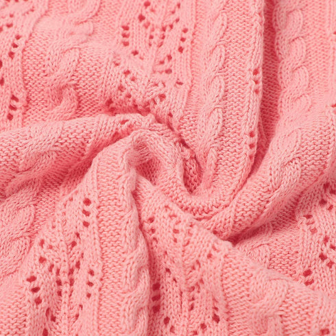 LAWKUL Neutral Baby Blankets 100 Cotton Breathable Baby Girl Receiving Blankets Swaddle Crochet Baby Blanket Newborn Gender Neutral Pink Knitted Baby Blankets Size 40x30 Inches