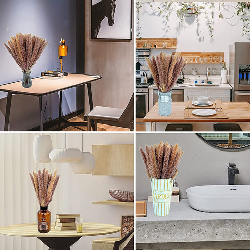 60 Pcs Dried Pampas Grass 18"/45cm Natural Pompous Grass Pompass Branches Plants for Vase Fillers Flower Arrangement Wedding Kitchen Home Décor