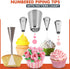 90PCs Russian Piping Tips Complete Set-Cake Piping Bags and Tips Set,Cookie,Cupcake& Cake Decorating Kit Baking Supplies-Cake Frosting Tools,28 Russian Tips,24 Icing Tips,Leaf&Ball Tips,31 Pastry Bags