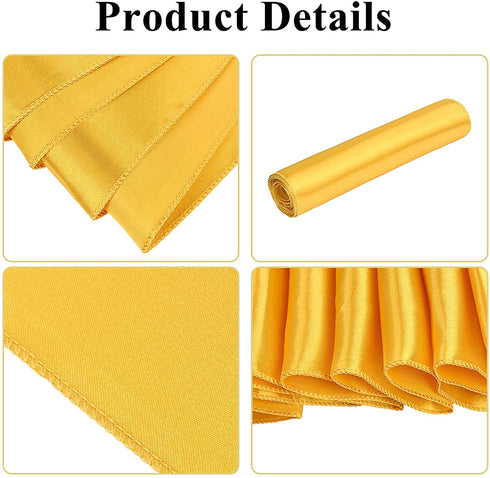 10 Pack Satin Table Runner for Wedding 12 x 108 Inch Gold Silky Wedding Table Runner for Rectangle Round Tables with 60 Pack Balloons for Thanksgiving Day Birthday Party Banquet Engagements Decoration
