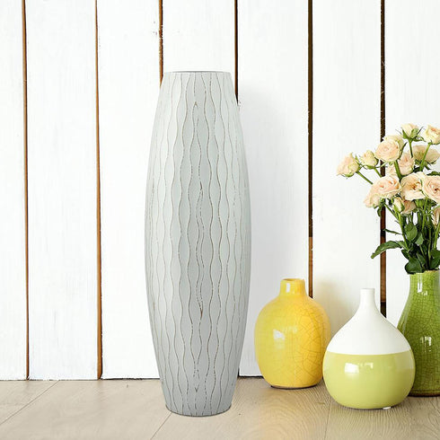 Stonebriar SB-5076C Beach Nostalgia Large Weathered Pale Ocean Wood Vase, Light Blue