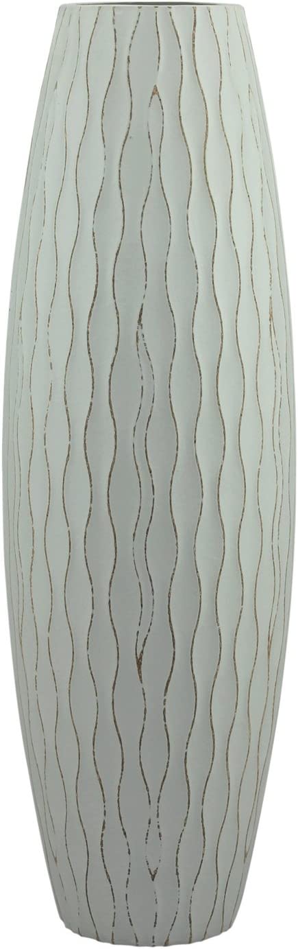 Stonebriar SB-5076C Beach Nostalgia Large Weathered Pale Ocean Wood Vase, Light Blue
