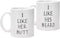 I Like His Beard, I Like Her Butt Couples Funny Coffee Mug Set Wedding Gifts Couples Gifts Engagement Gifts for His and Hers Best Gifts For Husband and Wife Coffee Cups 11oz (Beard, 11 oz)