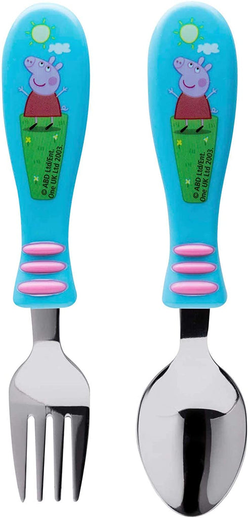 Zak Designs Peppa Pig Easy Grip Flatware Fork And Spoon Utensil Set Perfect for Toddler Hands With Fun Characters, Contoured Handles And Textured Grips, Peppa Pig