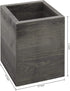 MyGift Rustic Vintage Gray Wood Crock Utensil Holder/Kitchen Essential Organization Square Caddy/Countertop Silverware Organizer Bin