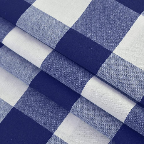 3 Pc Cotton Classic Country Farmhouse Kitchen Window Curtain -Navy Blue & White Buffalo Check Tier & Valance Set, 54" x 18" / 27" x 24"