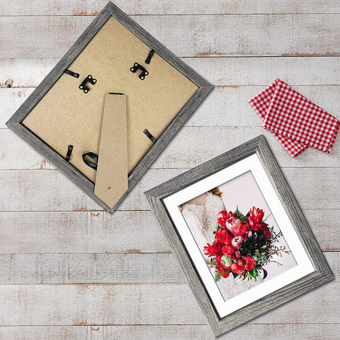 Edenseelake 8x10 Picture Frame Set of 4, Rustic Photo Frame for Tabletop or Wall Decoration, Grey
