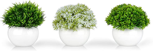 Mini Artificial Plants | Modern Farmhouse Plants Home Decor | Small Fake Plants | Office/Kitchen/Bathroom/Bedroom/Mantle/Shelf/Living Room/Table Decoration Faux Plant Set