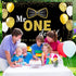 Boys 1st Birthday Mr. Onederful Party Decoration Photography Backdrop Boy Toddler Little Man First Birthday Cake Table Decor Banner(Black)