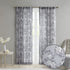 Madison Park Simone Floral Design Sheer Single Window Curtain Voile Privacy Drape for Bedroom, Livingroom, 50" x 95", Backtab Panel, Grey