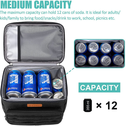 Insulated Lunch Box for Men Women - Leakproof Reusable Lunch Bag with MOLLE Webbing for Office Work School Picnic Gym, Freezable Cooler Tote Bag with Adjustable Shoulder Strap for Tactical Adult/Kids