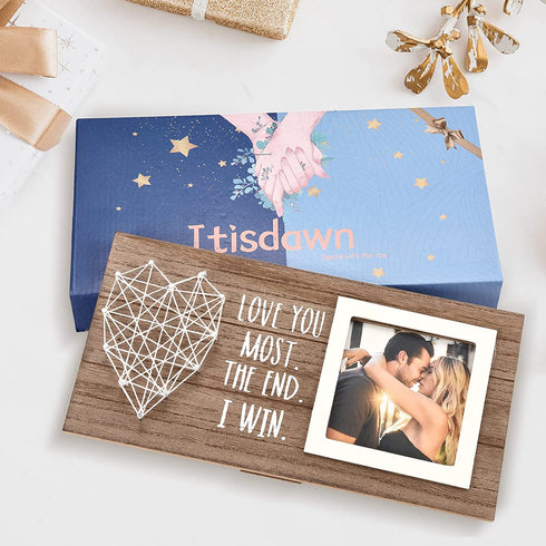 Gifts for Boyfriend Girlfriend Him Her, Valentines Day Gifts, Romantic Couple Anniversary Picture Frame 3x3 Inches Photo, Engagement Birthday Presents Gift Idea for Husband Wife Men Women