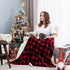 HBlife Sherpa Buffalo Plaid Christmas Throw Blanket for Couch 50X60 Inches, Super Cozy Fuzzy Fleece Warm Plush Holiday Decorative Cabin Blankets and Throws, Black and Red