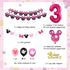 Cartoon Mouse Party Decorations Supplies 3rd Theme Hot Pink Happy Birthday Banner Garland Head Balloons Cake Topper for 3 Year Old Girl