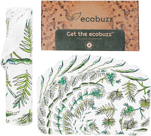 Reusable Paper Towels by Eco Buzz - Washable, Paperless, Zero Waste, 10 pack, for Kitchen, Thick and Strong Paperless Towel - Eco Friendly, 100% Cotton Absorbent Cloth Napkins