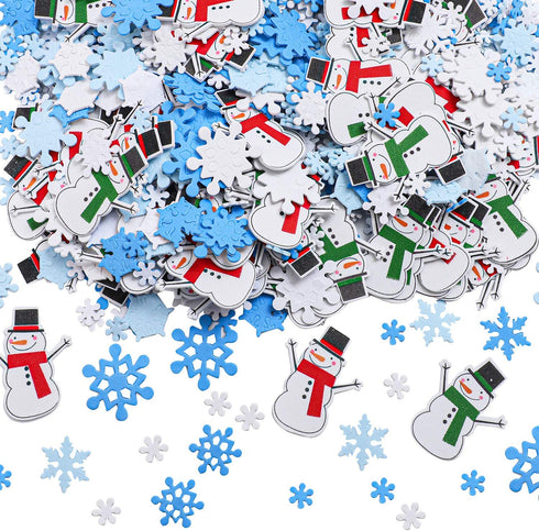 Aneco 800 Pieces Foam Snowflakes Stickers Self-Adhesive Snowman Stickers Decals for Christmas Winter Decoration