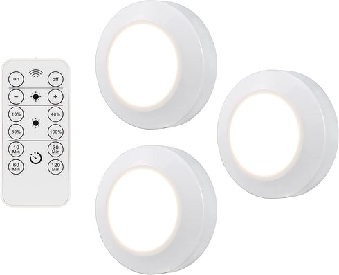 Energizer LED Puck Light, 3 Pack, White, Battery Powered, Wireless, 40 Lumens, Easy to Install, Perfect for Under Cabinet, Bedroom, Closets, Pantry, and More, 47609