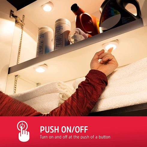 Energizer LED Puck Light, 3 Pack, White, Battery Powered, Wireless, 40 Lumens, Easy to Install, Perfect for Under Cabinet, Bedroom, Closets, Pantry, and More, 47609