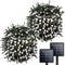 YIQU White Extra-Long 2-Pack Each 72ft 200 LED Solar String Lights Outdoor, Waterproof Green Wire 8 Lighting Modes Solar Christmas Lights for Garden Patio Tree Party Wedding Decorations (Cool White)