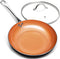 Michelangelo 8 Inch Frying Pan Nonstick, Copper Frying Pan with Lid, Small Frying Pan with Ceramic Coating, Nonstick Frying Pan 8 Inch, Small Copper Skillet, Small Fry Pan - 8 Inch