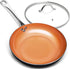 Michelangelo 8 Inch Frying Pan Nonstick, Copper Frying Pan with Lid, Small Frying Pan with Ceramic Coating, Nonstick Frying Pan 8 Inch, Small Copper Skillet, Small Fry Pan - 8 Inch