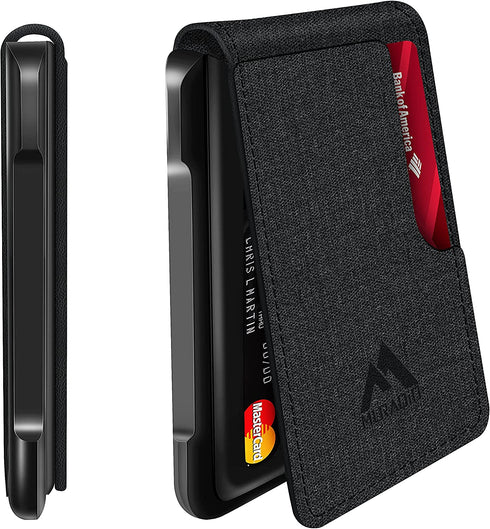 MURADIN Mens Wallet Tactical Bifold Wallets for Men Metal RFID Blocking Aluminum Money Cards Holder Gifts for Men (Black PU)