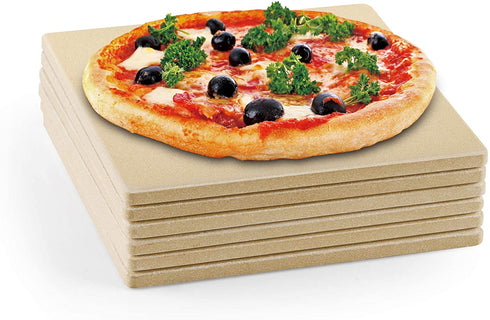 Cook N Home Pizza Grilling Baking Stone, 7.5"x7.5"x0.5" 6 pack, Cream