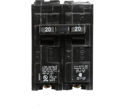 Siemens -HI Q220 20-Amp Double Pole Type QP Circuit Breaker black